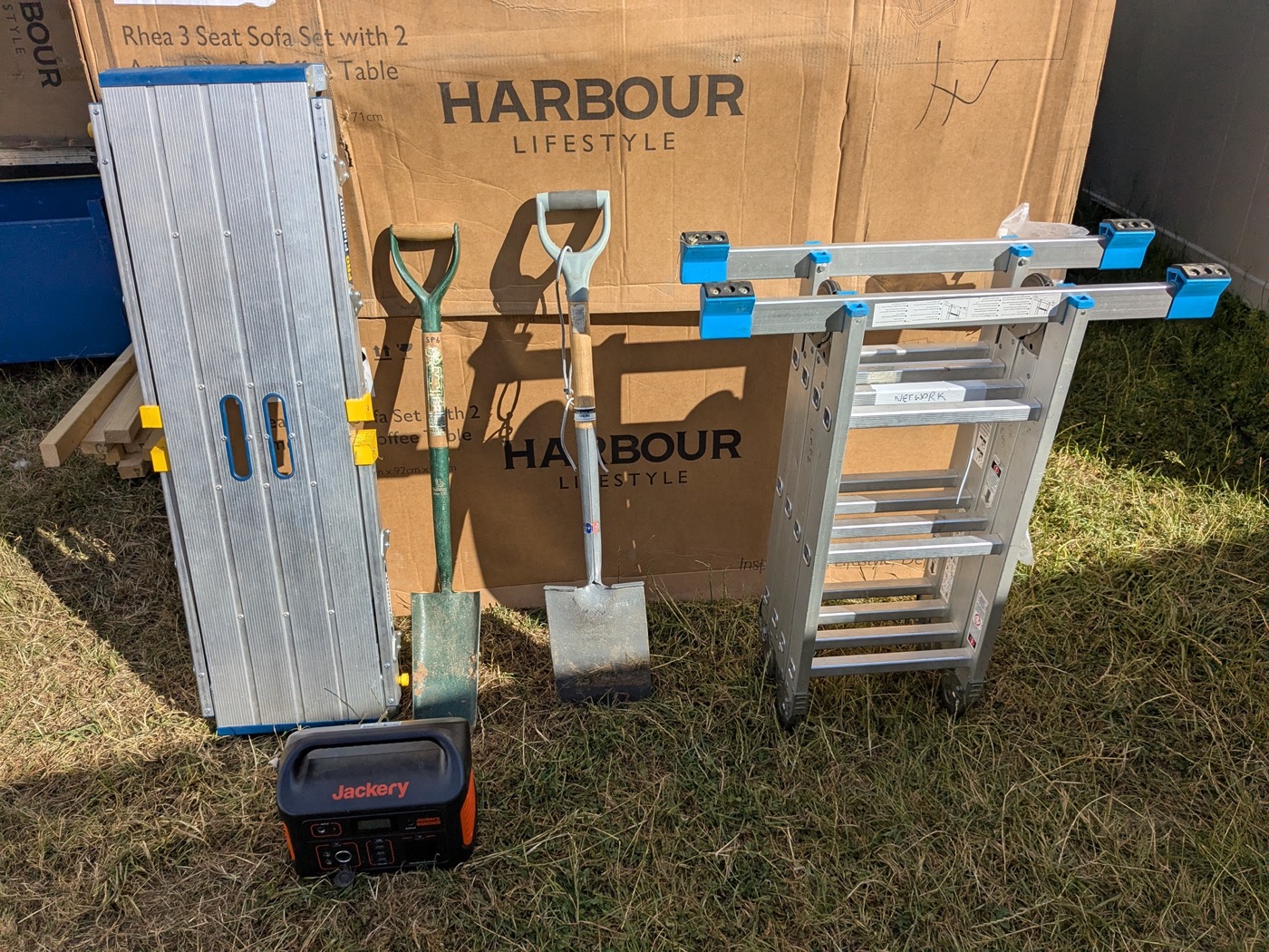 Cable installation tools and access equipment on site